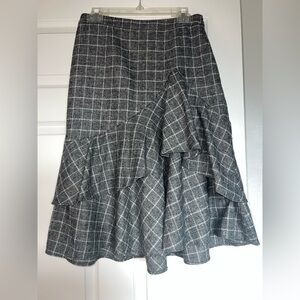 Halogen Asymmetrical Gray Plaid Skirt